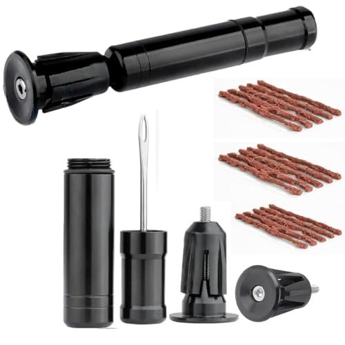 Kit Repara Pinchazos para Bicicletas, incluye Kit Reparador, 15 Mechas y Topes para colocarlo en tu Manillar, Compacto, muy Ligero y Duradero. Apto para todo tipo de Cubiertas sin Cámara, Tubeless.