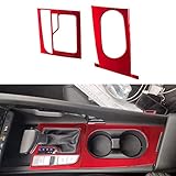 ruihe Red Car Gear Shift Knob Console Panel Trims Cup Holder Frame Cover Compatible with Fit for Hyundai Elantra 2021 2022 2023 2024 Electrical Park Brake Version