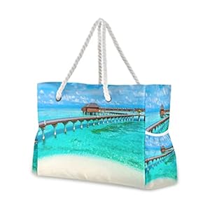 senya Large Beach Shoulder Bags Canvas Tote Water Resistant for Gym Travel Daily