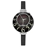 alte modezeitungen Lady Damenuhr Chenhan Mode Lady Damenuhr Japan Move Modezeit Armband echtes Leder Mädchen Geburtstagsgeschenk Keine Box für Frauen (Color : 36mm Black)