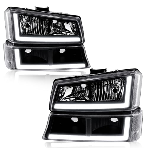 Image of LED DRL Headlights Assembly for 2003-2006 Chevy Silverado