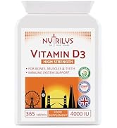 Vitamin D3 High Strength 4000 IU 365 Tablets - One Daily Supplement - 1 Year Supply - Immune Supp...