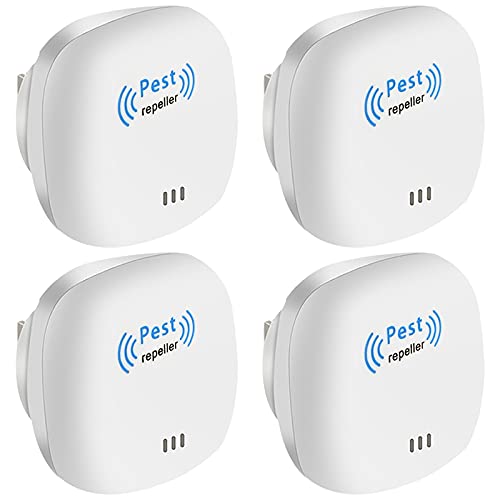 Ultrasonic Pest Repeller, Electronic Mouse Repellent Plug In Indoor for Pest Control Drive Away Mouse, Mice, Rodent,Spider & Rat, Rodent Control Harmless To Pets And Human,4 Packs