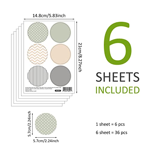 Boho Polka Dot Wall Decals 36 PCS, Boho Wall Decal Wall Sticker for Girls Room Living Room Playroom Nursery, Removable Wall Decals Kids Room Decor Vinyl Murals DIY Cute Decorations (6 Sheets)