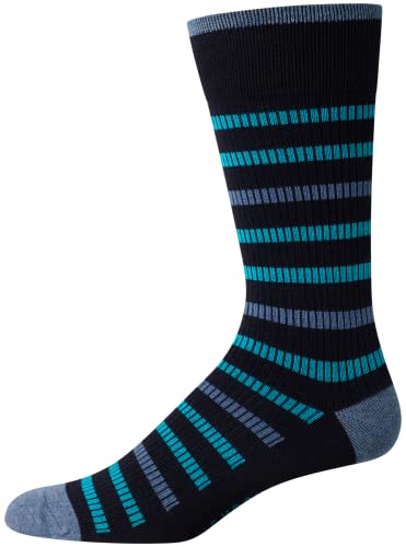 Cole Haan Men's Dress Socks - Bamboo Blend Crew Socks, Size 7-12, Blue Stripes #TOP4