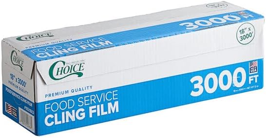 Choice Foodservice Film, 18" x 3000', with Serrated Cutter