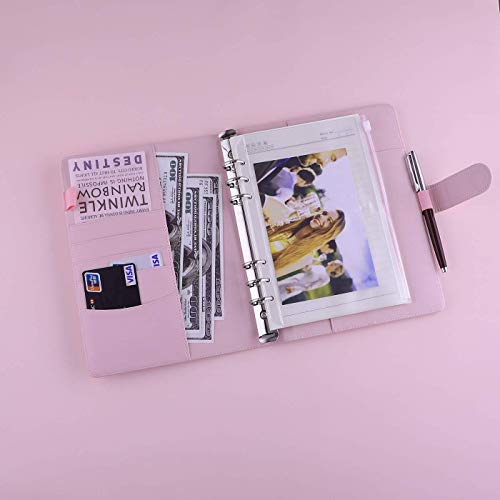 Antner A5 Pu Leather Binder (Pink) Bundle | 12Pcs A5 Size Binder Pockets Multicolor Zipper #TOP2
