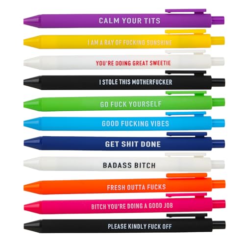 Funny Pens, Colorful Ballpoint Pen Set with Snarky Quotes, Smooth Writing Black Ink, Novelty Gift...