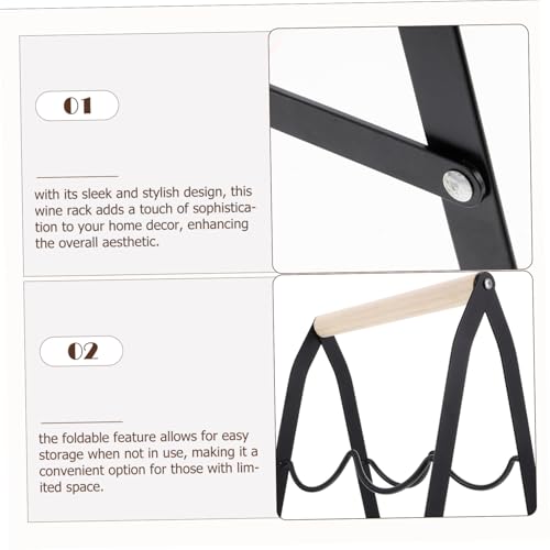 Soporte plegable de vino de hierro y madera para mesa miniatura 7