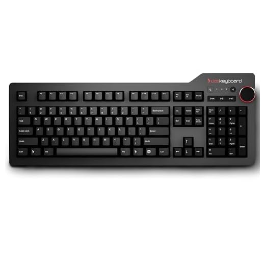 Das Keyboard 4 Professional Wired Mechanical Keyboard, Cherry MX Brown Mechanical Switches, 2-Port USB 3.0 Hub, Volume Knob, Aluminum Top (104 Keys, Black)