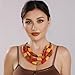 Coiris 3 Layers Faceted Wood Beaded Strand Statement Necklace for Women (N0018-red+Yellow+Brown)