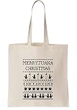 100 % natural Merryjuana - Bolsa de lona con diseño navideño