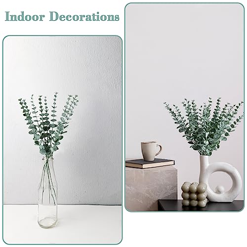 Sukh 24pcs Artificial Eucalyptus Stems - Faux Eucalyptus Branches Decor Fake Eucalyptus Plant hojas de eucalipto artificiales para decoracion Eucalyptus Bouquet Sprigs Leaves Flowe image 8