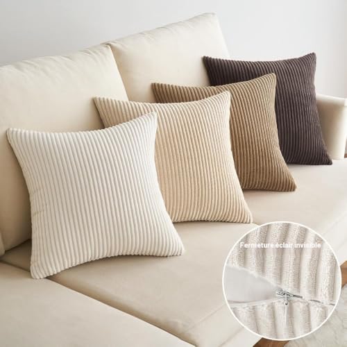 Housses de coussin en velours café 40x40 cm lot de 4 par EMEMA - 5