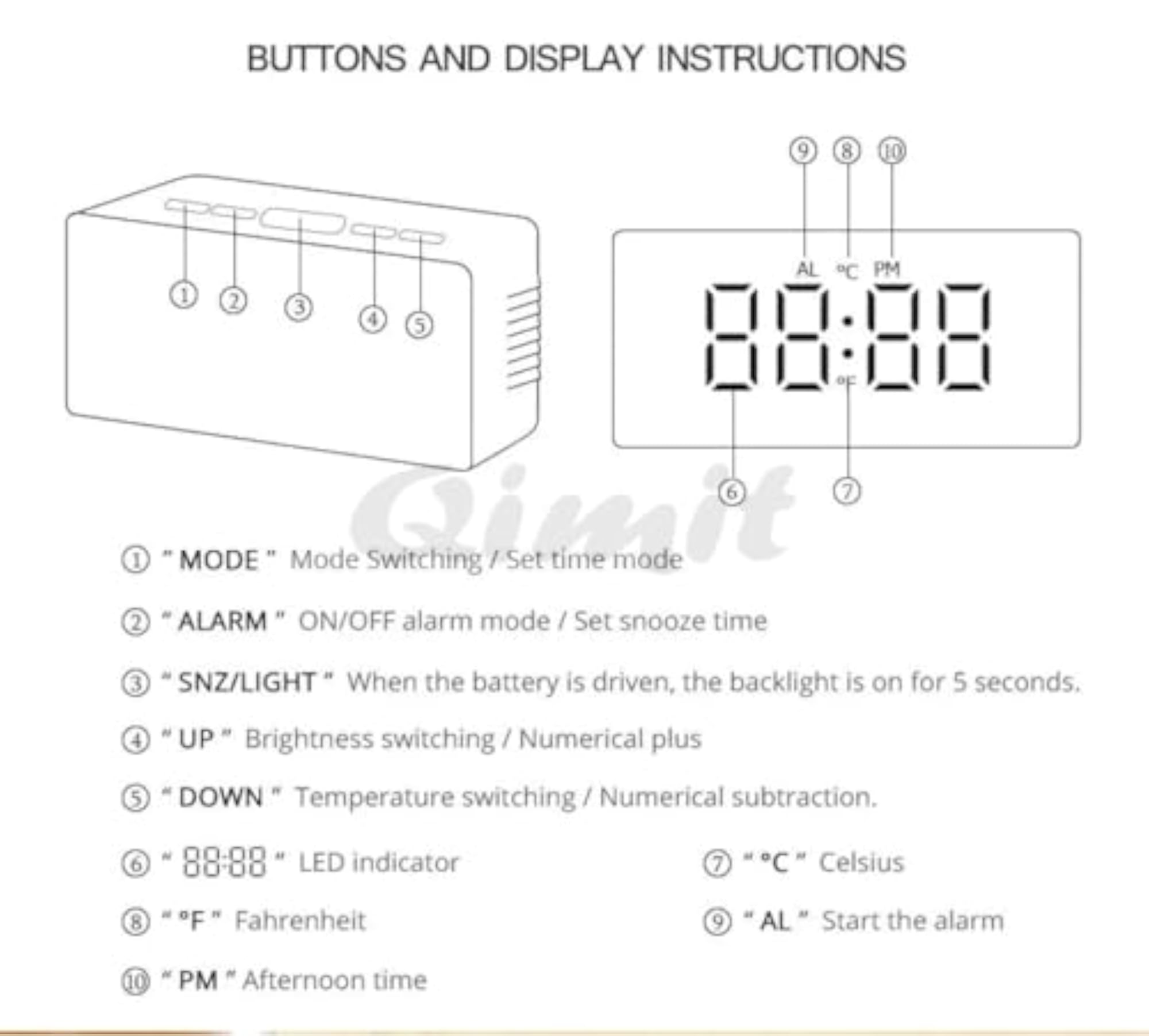 Digital Alarm Clock Table Clock with Automatic Sensor