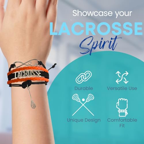 Image of SportyBella Lacrosse Bracelets For Girls - Adjustable Charm Bracelet w /Infinity Symbol & Silver Lacrosse Stick Charm. Friendship Bracelet Gifts for Players, Teams & Coaches