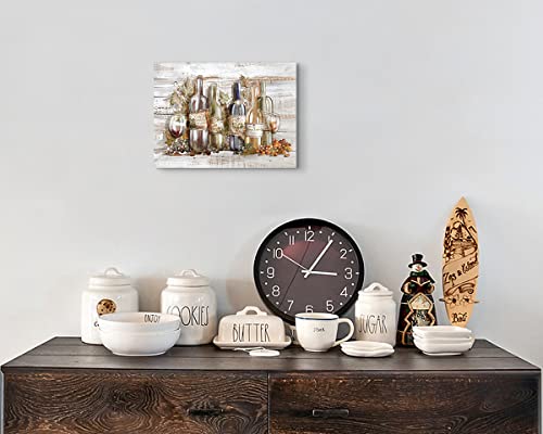 Wine Pictures Wall Decor Kitchen Canvas Wall Art Neutral Brown Wine Bottles Art For Dining Room Living Room Rustic Farmhouse Wall Decorations Retro Pictures Motivational Paintings Mid Century Artwork #TOP2