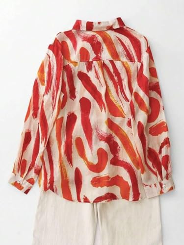 Image of OOMPH! Women Abstract Printed Smart Casual Oversized Shirt | Trendy Printed Shirts | Fun Prints | Drop Shoulder Oversized Westernwear