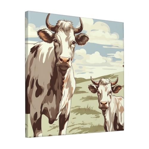 Impression toile vache 30,5x30,5 cm tableau mural decoration interieur