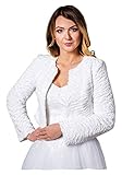 Brautbolero deine-Brautmode Brautjacke Jacke Bolero Hochzeit Braut Hochzeitsjacke Bolerojacke Langarm Fell Pelz, CH-48 44 Ivory