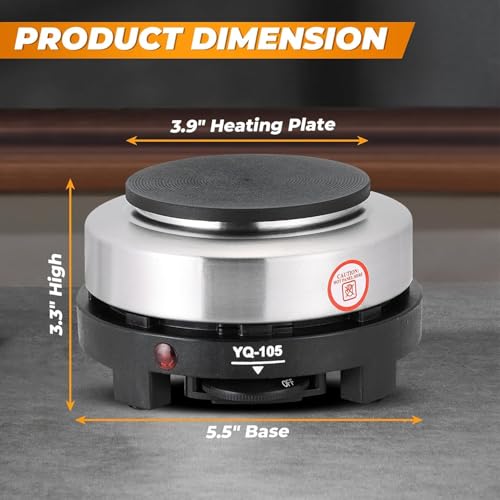 Image of Electric Hot Plate Portable Single Burner Stove Compact Cooking Heater for Coffee Maker Kitchen Travel Camping Heating Plate Multipurpose Electric Stove(14x 10 x 9 CM)
