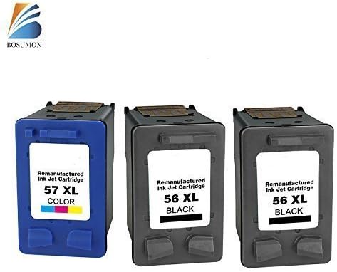 Bosumon Remanufactured Ink Cartridge Replacement for HP 56 C6656AN HP 57 C6657AN (2 Black, 1 Color) 3 Pack