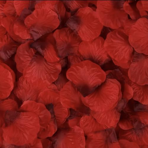 JUPOZOP 3200PCS Artificial Fake Pink Rose Petals for Wedding, Romantic Night for Her/Him Set, Engagement, Flower Decorations, Event, Party, in Bulk (Dark-Red, 3200pcs)