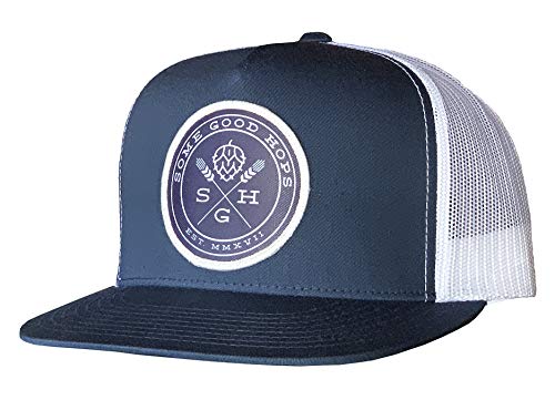 Some Good Hops Navy Snapback Hat with Navy Logo Patch and White Stitching - Craft Beer Inspired Apparel Snapback