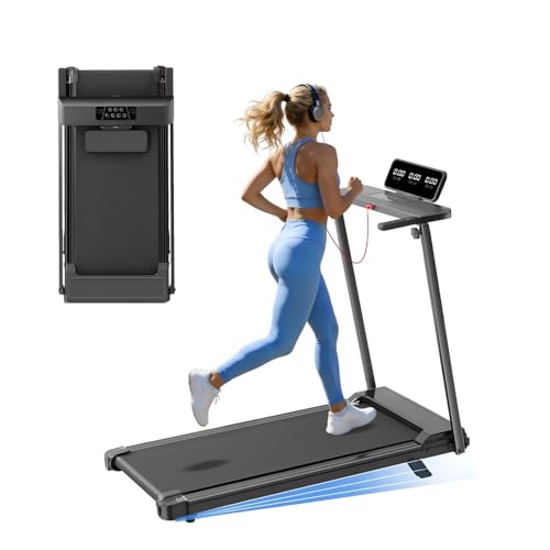 Walking Pad Treadmill with Handle Bar, 3.5HP Compact Portable Foldable Walking Pads Treadmill with Handles, Electric Small Treadmills for Home Office Apartment, LED Display, 400 LBS Capacity