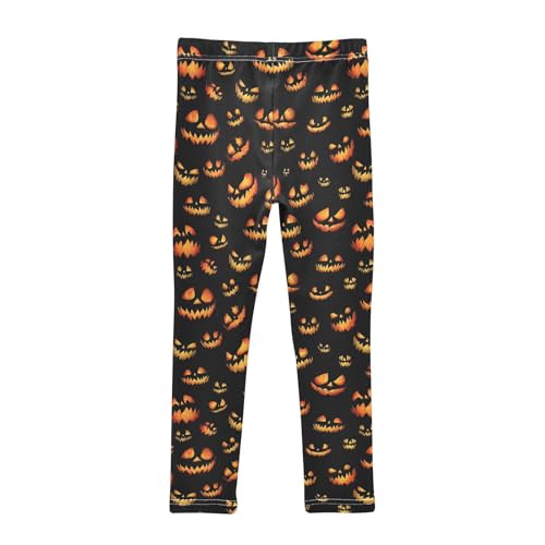 senya Girls Printed Leggings Yoga Pants Devil Expression Black Background Pattern for Kids in 4t to 10 Years, 4T2