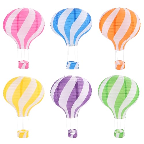 Ipetboom Faroles de Papel Aerostático Plegables 12 Pulgadas 30 CM 6 Piezas Multicolor Azul Rosa Naranja Morado Verde Amarillo para Decoración de Fiesta Aire Caliente Interiores y