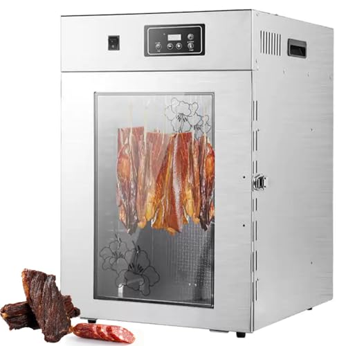 360° Drehbarer Dörrautomat Mit Temperaturregelung Von 30-90℃, Biltong-Box Aus Edelstahl Mit 14/30 Haken, LED-Bedienfeld, Trocknerkapazität 15/30 Kg, Für Fleisch, Gemüse, Obst 30kg/time-10LayerGrill