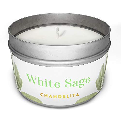CHANDELITA Bougie Parfumée à la Sauge Blanche pour la Bénédiction à la Cire de Soja pour la Purification, la Relaxation et Méditation - Découvrez la phrase Cover