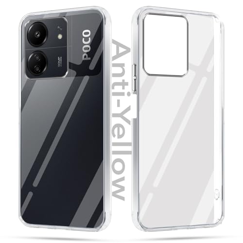 Image of Jkobi Lifetime Anti-Yellow Clear Back Cover Case for Poco C65 (Sleek Hard Crystal | Shockproof and Camera Protection)