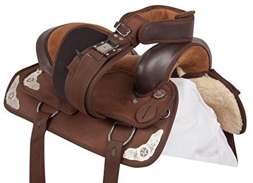 Acerugs 15” 16” 17” 18” Texas Star Western Pleasure Trail Synthetic Brown Horse Saddle TACK Package (17)