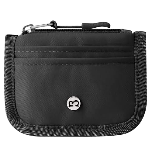 Image of Babysun Mini Rfid Card Holder Slim Wallet with Change Zipper Pocket /3 Crad Slots /Key Ring, Small Wallet Thin Credit Card Wallet for Women & Men