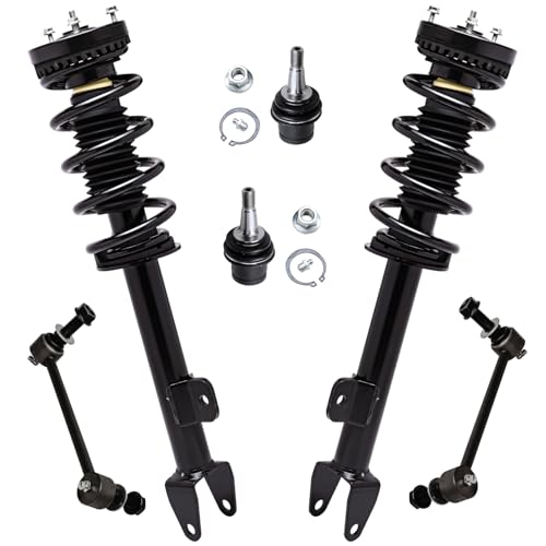 Image of Detroit Axle - 6pc Front Struts Kit for 2012-2023 Dodge Challenger 2012-2017 2019-2023 Charger, Struts & Coil Spring Sway Bar Links Lower Ball Joints Replacement Suspension