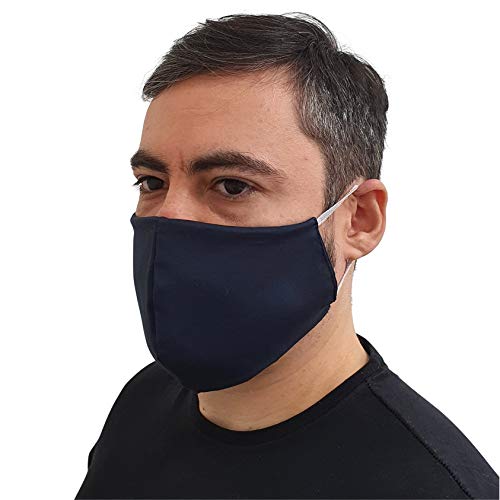 KIT 5 Máscaras dupla face 100% algodão 80 lavagens - Marinho