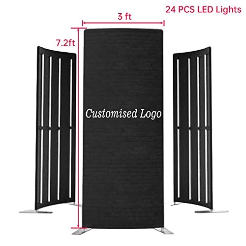 ZLPOWER 3FT Photo Booth Enclosure Backdrop Background Tents Customized Logo Tension Fabric Movable Backdrops Degree Camera Video Photostudio with RGB 24 PCS LED Light for Rental Wedding Party