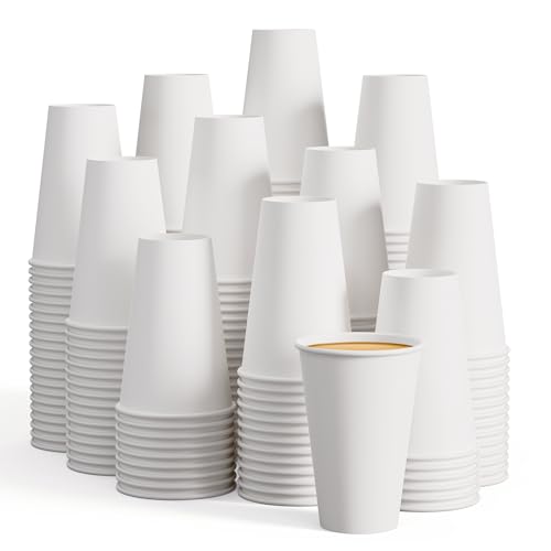 LITOPAK 210 Pack 16 oz Disposable Paper Coffee Cup Hot/Cold Beverage Drinking Cups for Water Paper Coffee Cups White Hot Coffee Cups Suitable for Party Picnic Travel and Events