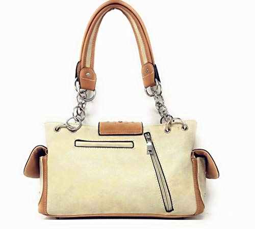 Texas West Women's Buckle Embroide Shoulder Handbag Wallet In Multi-Color (Beige/Brown) #TOP2