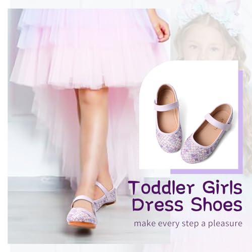 Toddler Girls Mermaid Dress Shoes Glitter Ballet Flats Non-Slip Soft Mary Jane Flower Girl Princess Shoes for School Party Wedding2