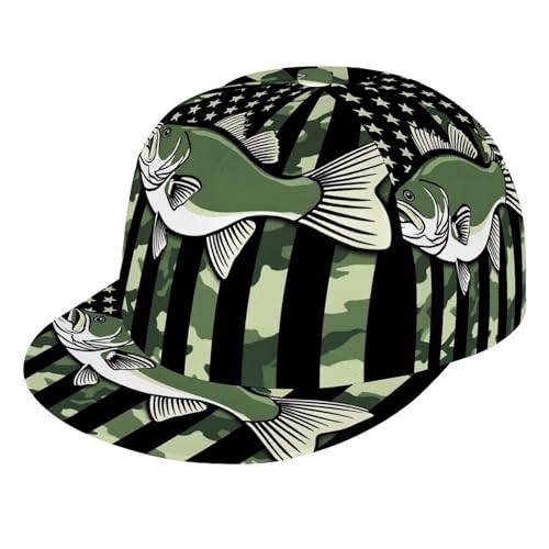 Fashion Baseball Cap Dad Hat for Women Men, Bass Fishing Hunting Camo Camouflage American Flag Adjustable Snap Breathable Golf Cap Outwear
