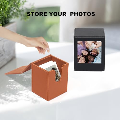 Aisnyho Bilderhalter für Fujifilm Instax Square SQ1 SQ20 SQ40 SQ10 SQ6 SP-3 Sofortbildkameras, quadratische Fototasche, Aufbewahrungsbox für 72 x 86 mm Filme/Fotos/Kpop-Fotokarten usw, braun,