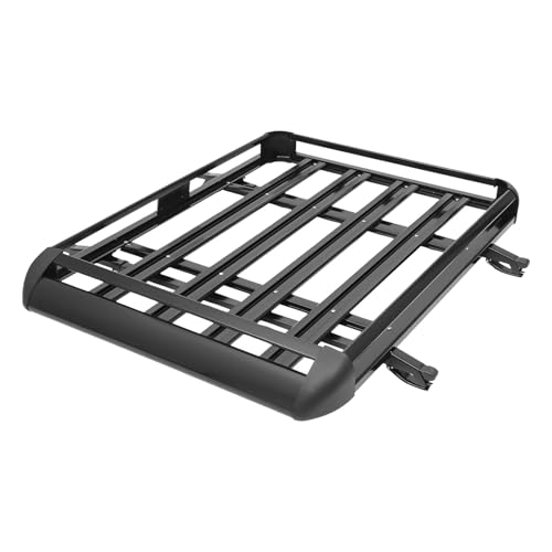 LKHDONG Baca de 129 x 97 cm, portaequipajes de aluminio de hasta 68 kg, cesta de techo para coche, cesta de equipaje para modelos universales todoterreno, adecuado para portacargas