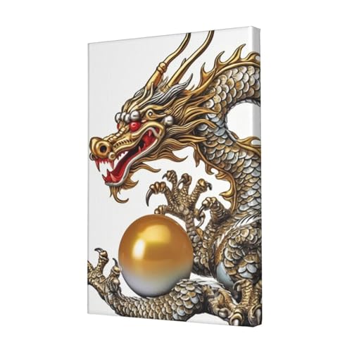 Toile dragon chinois avec poire 45,7x30,5 cm impression premium