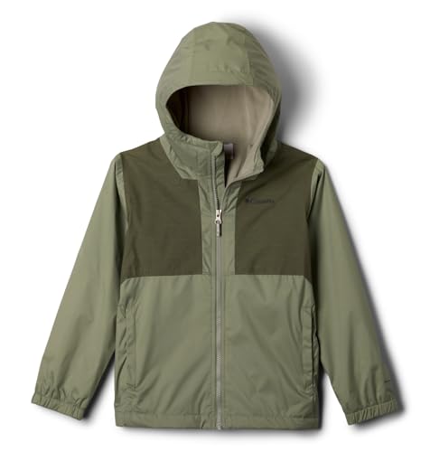 Columbia Youth Boys Rainy Trails II Fleece Lined Jacket, Safari/Stone Green Slub, XX-Small