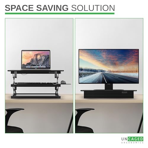 CHANGEdesk Adjustable Standing Converter, Tall Sit-to-Stand Riser 4.5"-21.5", Durable Ergonomic Computer Holder with Mouse Pad, Stand Up Workstation Riser