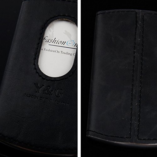 Y&G Yda01A06 Black Leather Business Card Holder Office Product Stainless Steel Leather Card Holder With Gift Box Leather Card Holder With Gift Box #TOP2