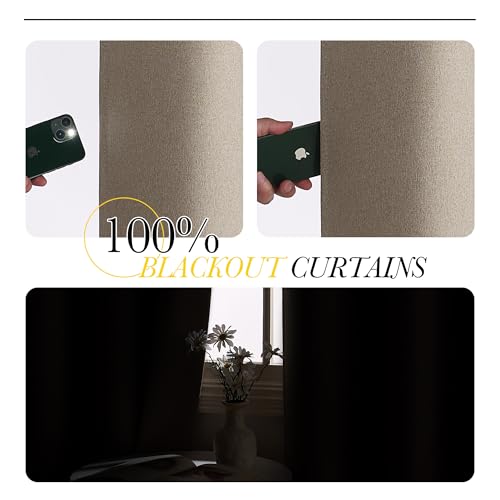 Image of NICETOWN 100% Blackout Door Curtains for Doorway Privacy, Taupe
